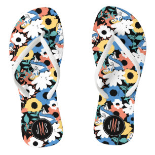 Alice in Wonderland Floral Retro Monogram Flip Flops