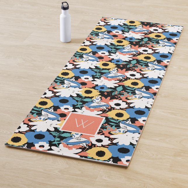 Alice in Wonderland Floral Retro Monogram Yoga Mat (In Situ)