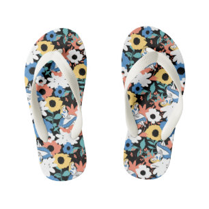 Alice in Wonderland Floral Retro Pattern Kid's Flip Flops