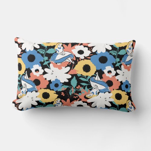 Alice in Wonderland Floral Retro Pattern Lumbar Pillow