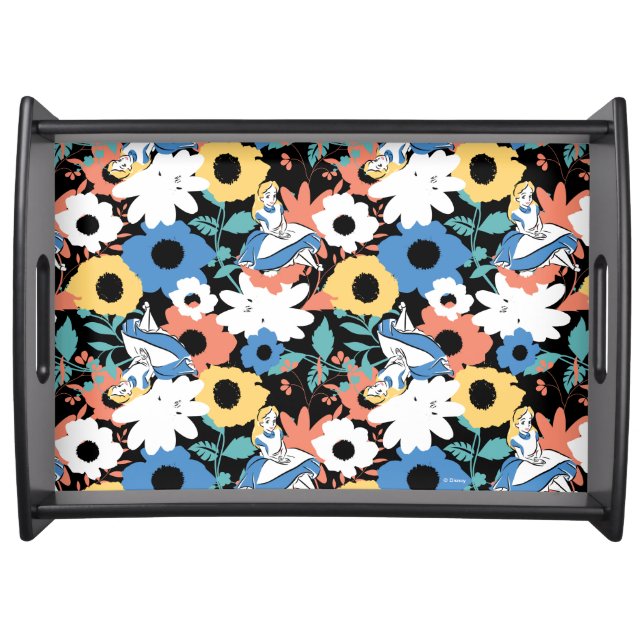 Alice in Wonderland Floral Retro Pattern Serving Tray (Front)