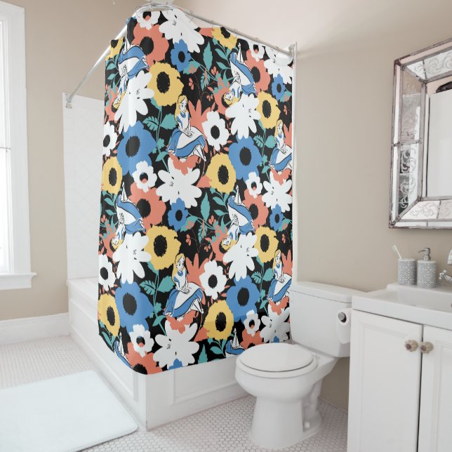 Alice in Wonderland Floral Retro Pattern Shower Curtain (In Situ)