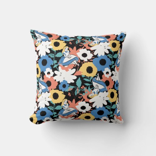 Alice in Wonderland Floral Retro Pattern Throw Pillow