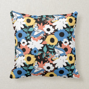 Alice in Wonderland Floral Retro Pattern Throw Pillow