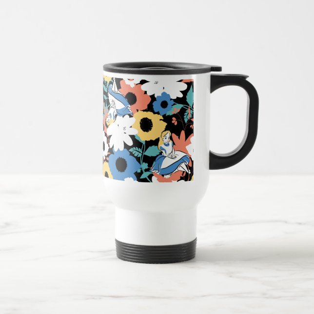 Alice in Wonderland Floral Retro Pattern Travel Mug (Right)