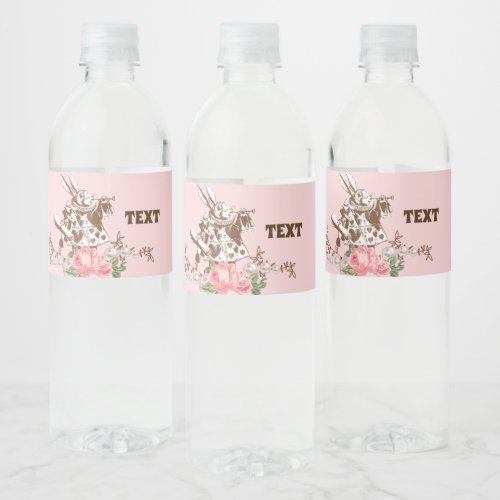 alice in wonderland  floral Water Bottle Label