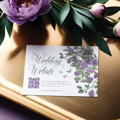 Alice In Wonderland Floral Wedding Website QR Code Enclosure Card