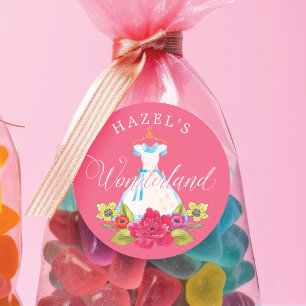 Alice in Wonderland Florals & Blue Dress Birthday Classic Round Sticker