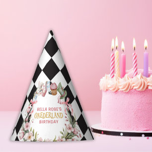 Alice in Wonderland Flower Frame 1st birthday Party Hat