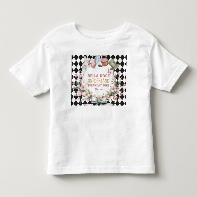 Alice in Wonderland Flower Frame  1st birthday Toddler T-shirt (Front)