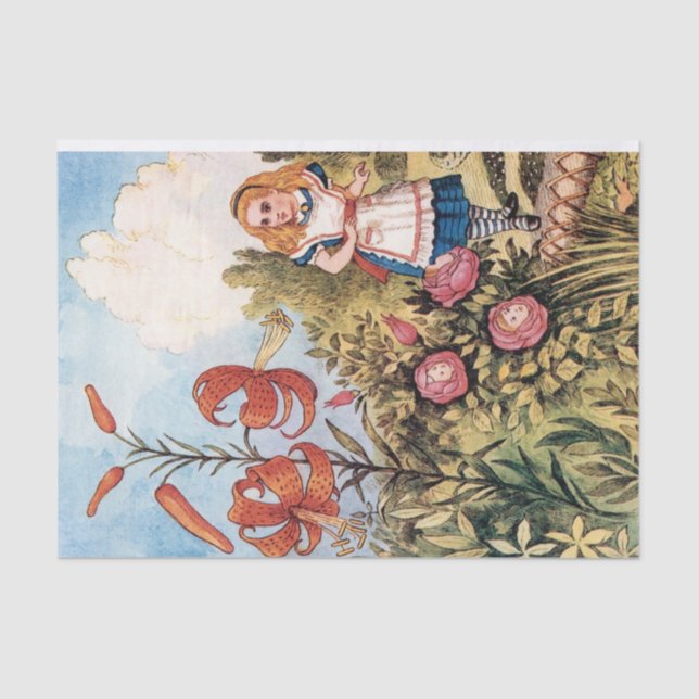 Alice in Wonderland Flower Garden Decoupage Tissue Paper (Front)