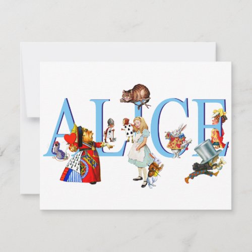 ALICE IN WONDERLAND &amp; FRIENDS PERSONALIZED ANNOUNCEMENT