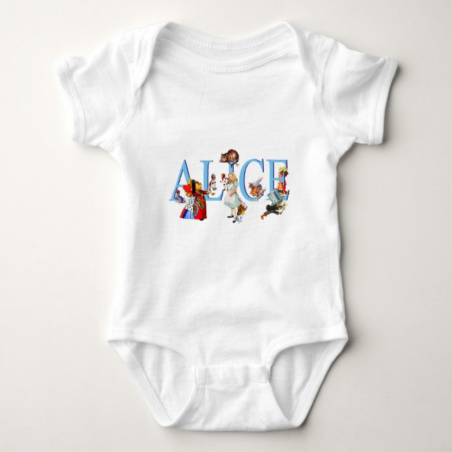 ALICE IN WONDERLAND & FRIENDS BABY BODYSUIT (Front)