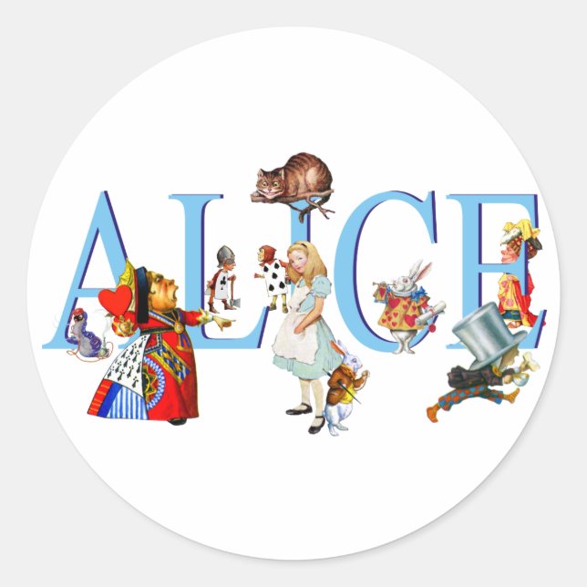 ALICE IN WONDERLAND & FRIENDS CLASSIC ROUND STICKER (Front)