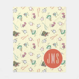 Alice In Wonderland & Friends   Pattern - Monogram Fleece Blanket