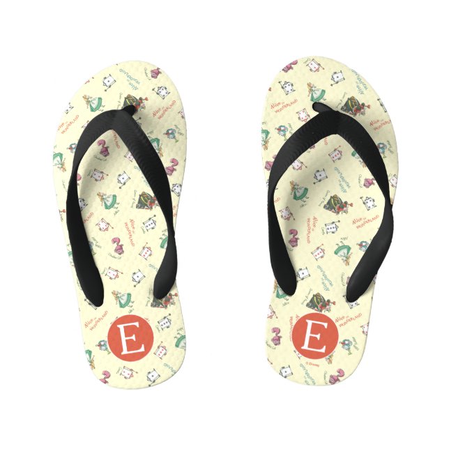 Alice In Wonderland & Friends | Pattern - Monogram Kid's Flip Flops (Footbed)