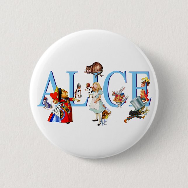 ALICE IN WONDERLAND & FRIENDS PINBACK BUTTON (Front)