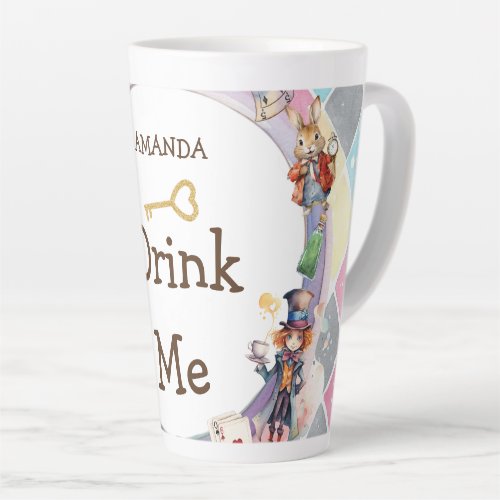 Alice in wonderland funny drink me latte mug