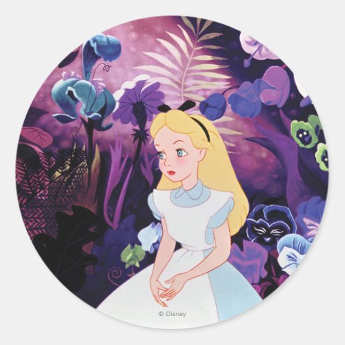Alice in Wonderland Garden Flowers Film Still Classic Round Sticker