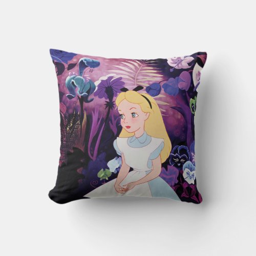 Alice in Wonderland Garden Flowers Film Still Throw Pillow