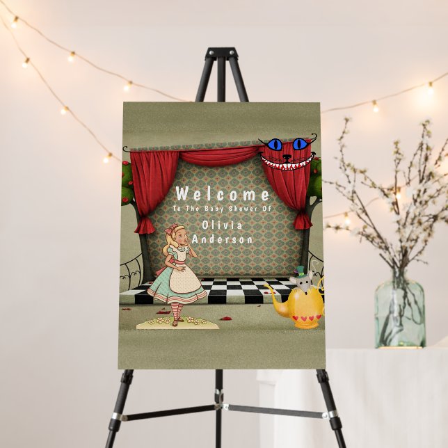  Alice In Wonderland Girl Baby Shower Welcome Sign (In Situ (Stand))