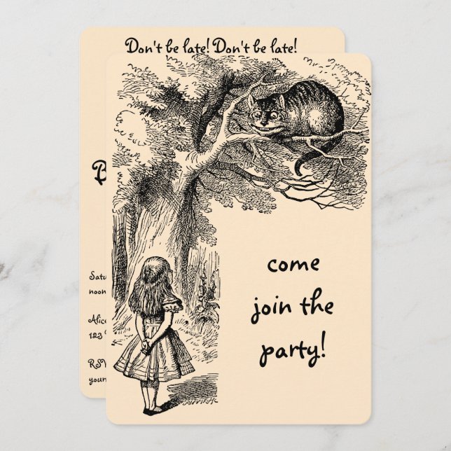 Alice in Wonderland Girl Birthday Party Invitation (Front/Back)