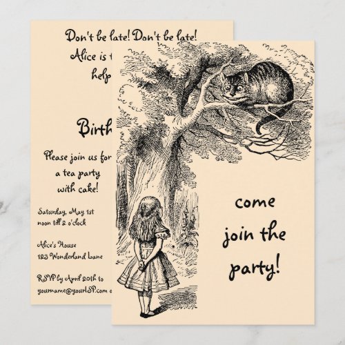 Vintage Alice in Wonderland, Girl Birthday Party Personalized Announcement