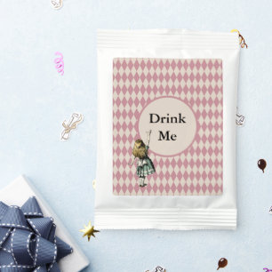 Alice in Wonderland Green Mauve Checkers Drink Me Hot Chocolate Drink Mix