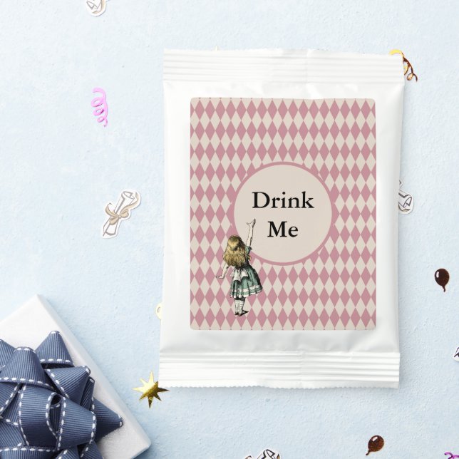 Alice in Wonderland Green Mauve Checkers Drink Me Hot Chocolate Drink Mix (Packets)