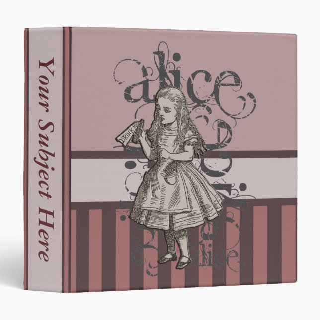 Alice In Wonderland Grunge 3 Ring Binder (Front/Spine)