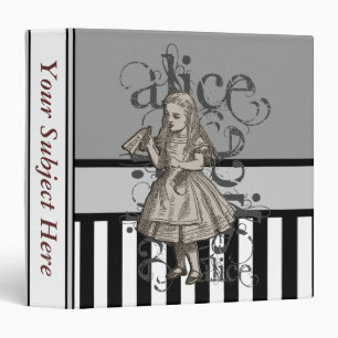 Alice In Wonderland Grunge 3 Ring Binder