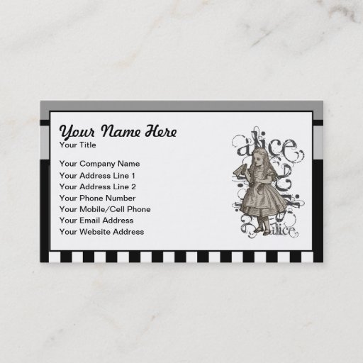 Customizable Alice In Wonderland Grunge Business Card Template