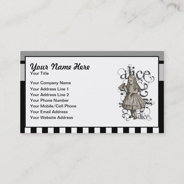 Alice In Wonderland Grunge Business Card (Front)