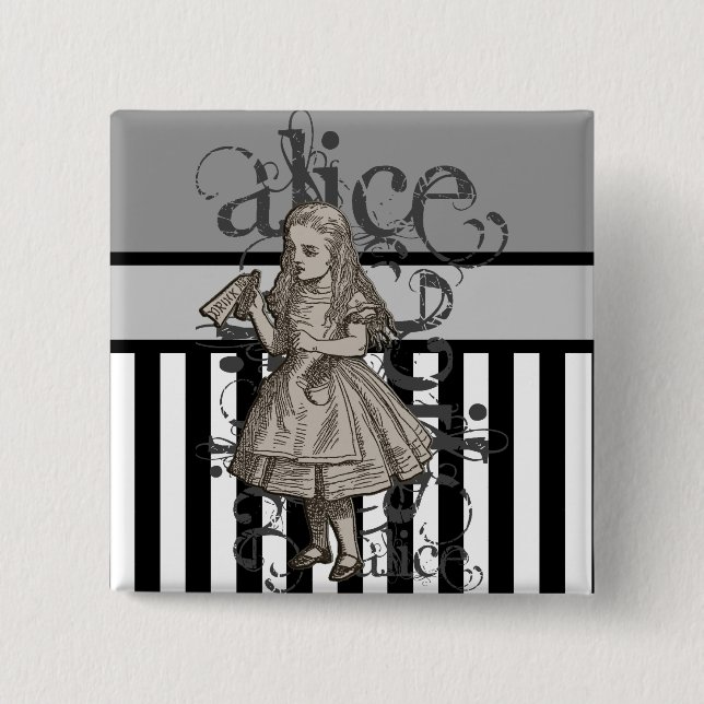 Alice In Wonderland Grunge Pinback Button (Front)