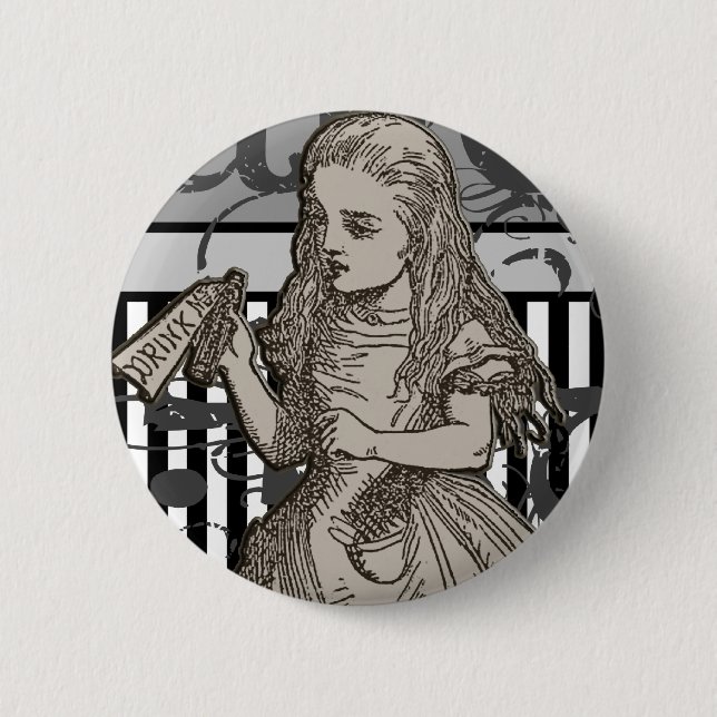 Alice In Wonderland Grunge Pinback Button (Front)