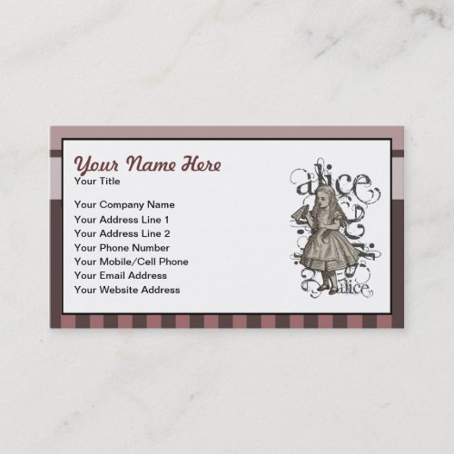 Alice In Wonderland Grunge (Pink) Business Card Template