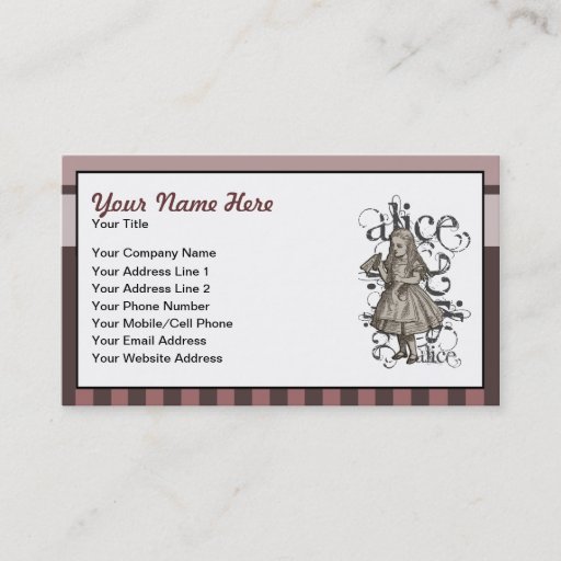 Customizable Alice In Wonderland Grunge (Pink) Business Card Template