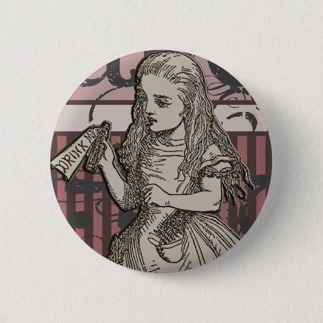 Alice In Wonderland Grunge (Pink) Button (Front)