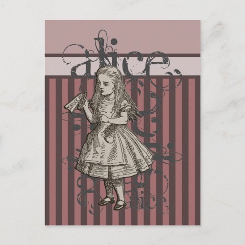 Alice In Wonderland Grunge Pink Postcard