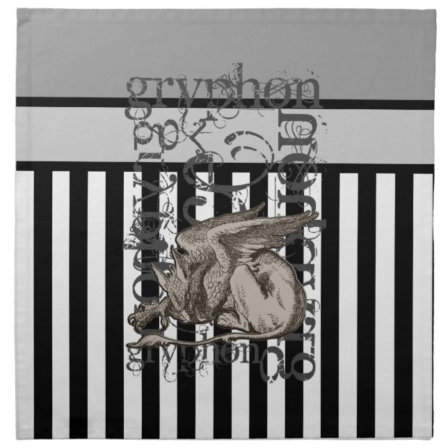 Alice In Wonderland Gryphon Grunge Cloth Napkin (Front)