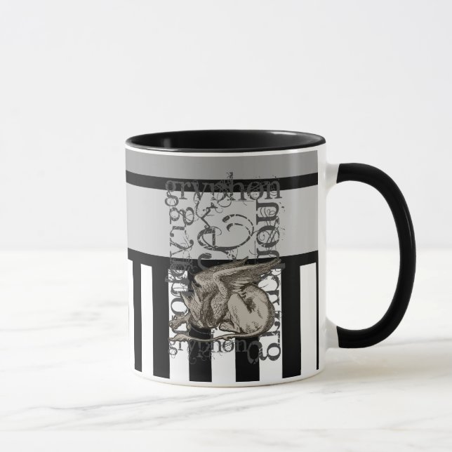 Alice In Wonderland Gryphon Grunge Mug (Right)