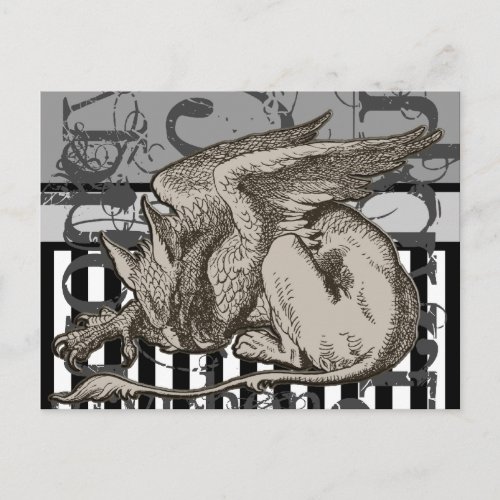 Alice In Wonderland Gryphon Grunge Postcard