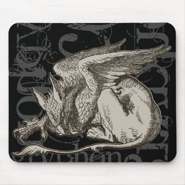 Alice In Wonderland Gryphon Grunge (Single Figure) Mouse Pad (Front)