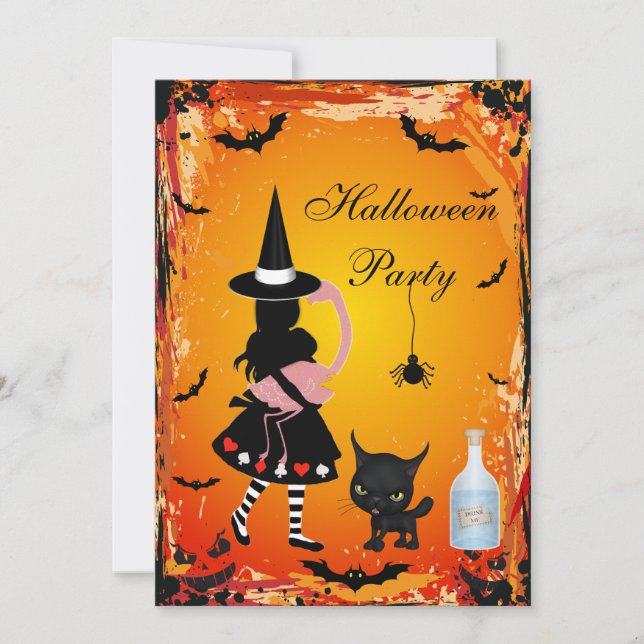 Alice in Wonderland Halloween Party Invites (Front)