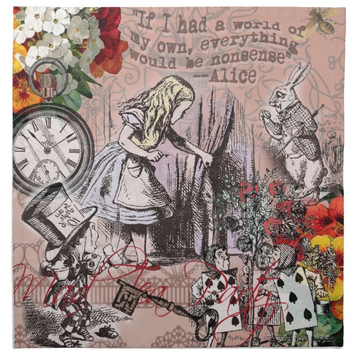 Alice in Wonderland Hatter and Rabbit Napkin | Zazzle.com