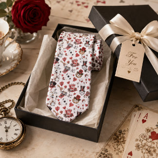 Alice in Wonderland Hearts and Playing Cards Whims Neck Tie