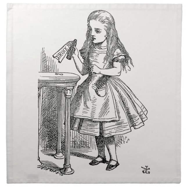 Alice in Wonderland, Holding the "Drink Me" Bottle Cloth Napkin (Front)