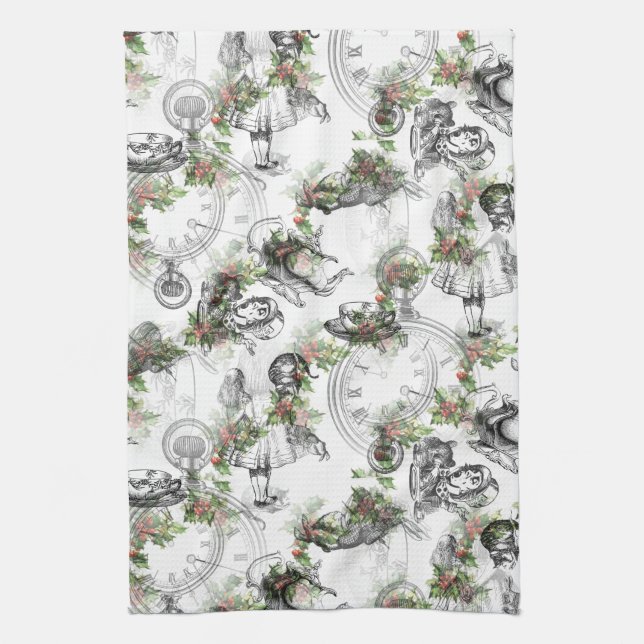 Alice in Wonderland Holly Christmas Towel (Vertical)