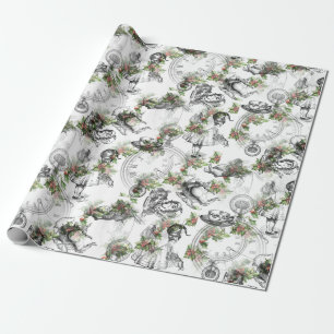 Alice in Wonderland Holly Stripe Wrapping Paper
