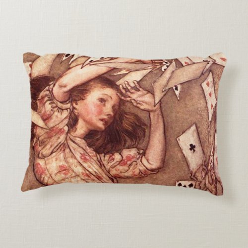 Alice in Wonderland Illustration Cards Accent Pillow